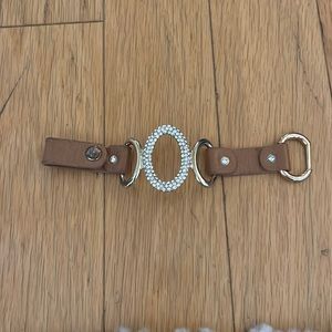 Crystal & Brown Leather Bracelet